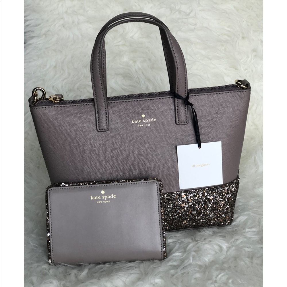 Kate spade gray Ina Greta Court Satchel and Wallet